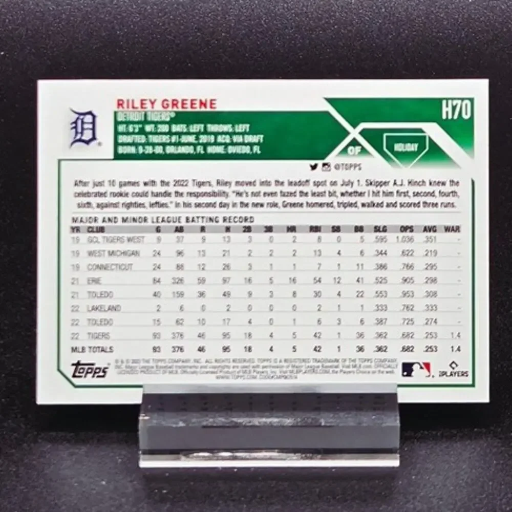 Riley Greene Bowman Chrome Sapphire Holiday SSP RC Detroit Tigers Star Rookie